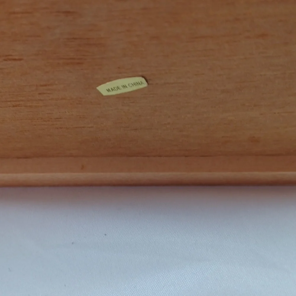 Vintage 80S Wooden Jewelry Box with Floral Stain Glass Flip Top Design